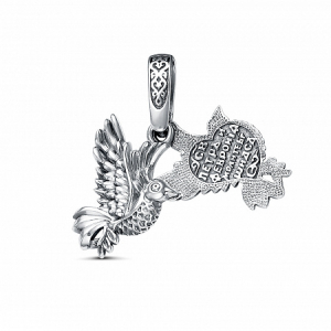 Подвеска феникс с молитвой (Петр и Феврония Муромские) частичное чернение 925*