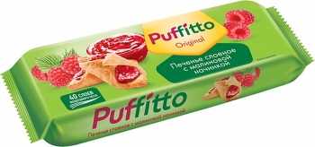 «Puffitto original», печенье слоеное с малиновой начинкой, 125г