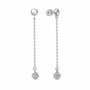 Серьги с фианитом родированные серебро 925*