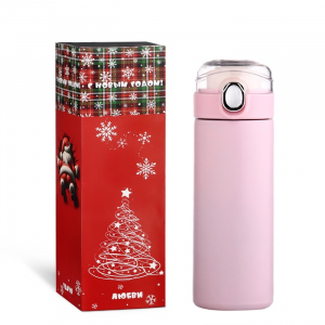 Термос Мастер К Simple, 400 мл, 20.5?6.3 см сохраняет тепло 8 ч, нержавеющая сталь, пластик, розовый