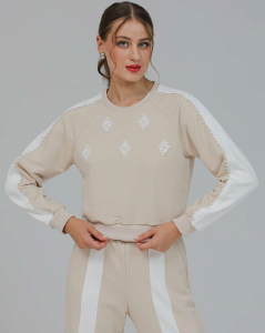 Свитшот укороченный с бусинами BSK001.