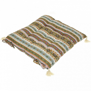 Подушка для стула 40х40х5см Этно с кисточками, коричневый, 100% полиэстер (наполнитель синтепон) (Китай) Код : 046754