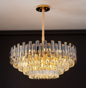 299-268 Люстра диам 100 см, выс. 40 см(х1)Кристаллы, нержавеющая сталь