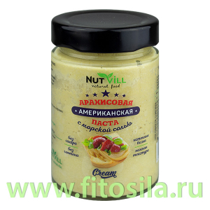 Паста Арахисовая АМЕРИКАНСКАЯ с морской солью (ядро жареного арахиса, масло кокосовое, соль морская), Nutvill, 180г [GREENVILL],