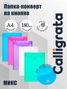 Папка на кнопке (липучке) А4, вертикальная, МИКС