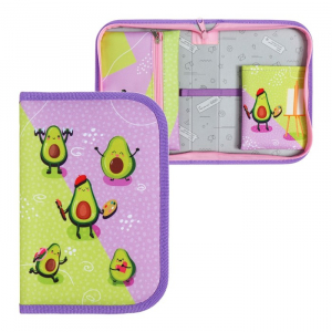 Пенал 1 секция 140 х 210 х 40 мм, откидной карман и косметичка, тканевый, Calligrata TOP Content 