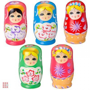 Матрешка деревянная 5шт. дерево, 11,5х5,5см, 5 дизайнов