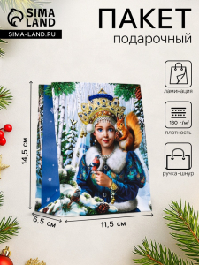 Пакет подарочный новогодний ламинированный, «Новогодняя пора», 11.5?6.5?14.5 см