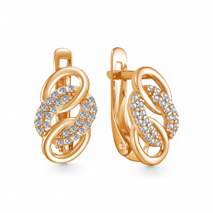 Серьги с фианитом золоченные серебро 925*