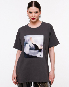 Футболка оверсайз с шёлковой вставкой FKD005