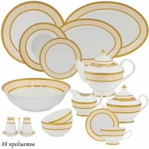 205-051 Чайно-столовый сервиз 88пр.  ЭЛИЗАБЕТ в под.уп.(х0,5)Фарфор