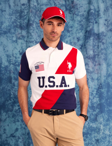USA SASH COLOR BLOCK PIQUE POLO SHIRT