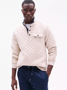 Quilted Quarter-Snap Sweatshirt