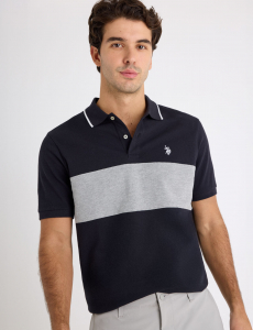 OTTOMAN KNIT COLORBLOCK POLO SHIRT