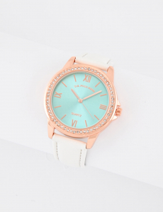 LADIES BLUE FACE WATCH WITH GOLD ACCENT