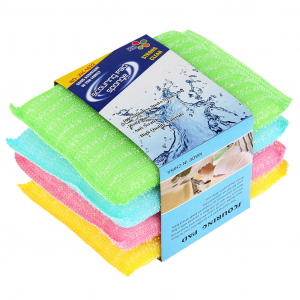 Губка для посуды 4 штуки 8,5х11,5х1,7см, поролон/нейлон 