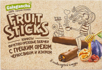 Фруктово-ореховые палочки с Черносливом и грецким орехом, крафт 175г (12шт/кор)
