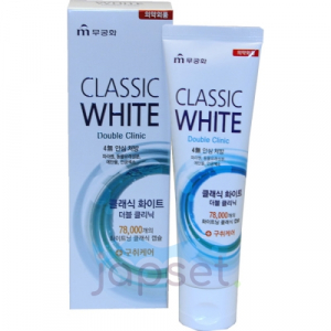 Classic White Double Clinic Зубная паста отбеливающая двойного дествия с микрогранулами, аромат мяты и ментола, 110 гр