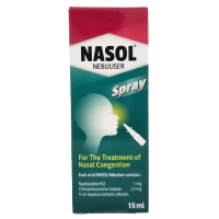 Сосудосуживающий спрей при насморке / Nasol Nebuliser Spray For The Treatment Of Nasal Congestion 15 ml