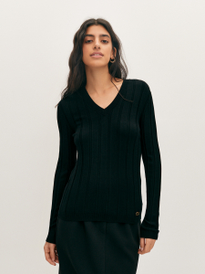 Блуза вязаная с V-вырезом