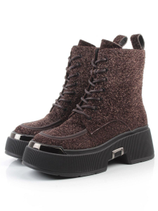 01-DMD-D257 BROWN Ботинки демисезонные женские (натуральная кожа, байка)