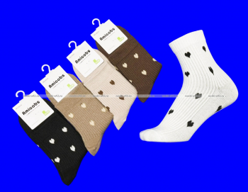 AMIGOBS носки женские цветные в рубчик с принтом 