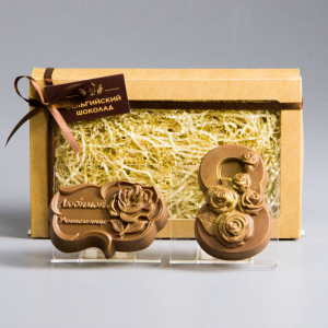 Шоколадные фигурки Любимой учительнице и 8 марта Розы