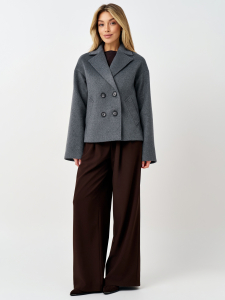 Пальто женское демисезонное 27332 (серый ворсовый)