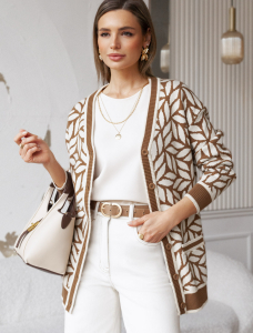 Кардиган жаккардовой вязки с кашемиром