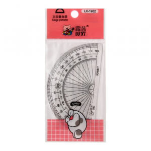 Транспортир 180 градусов «Зверушка», прозрачный, в пакете