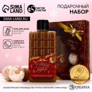 Подарочный набор новогодний «Счастья в Новом году!», гель для душа 300 мл, бомбочки для ванны 4?40 г, Чистое счастье