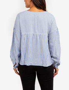 STRIPE POETIC V-NECK TOP