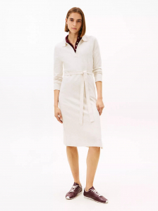 Belted Sweater Polo Dress