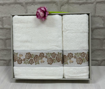 Набро полотенец EFOR из 2-х предметов (50*90.70*140) модель ROZALINA (кремовый) KREM