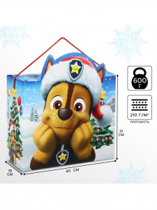Пакет подарочный-коробка новогодний «Твой подарочек» 40?31?18 см, Щенячий патруль