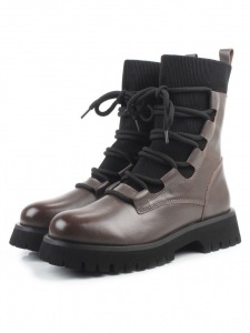 01-XKL21-196R GRAY/BROWN Ботинки демисезонные женские (натуральная кожа, байка)