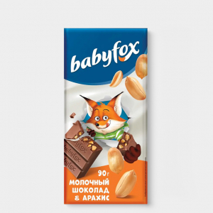 «BabyFox», молочный шоколад с арахисом, 90 г