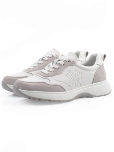 03-YC527-2 WHITE/GRAY Кроссовки женские (натуральная кожа)