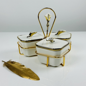 163-026 Набор из 3 банок на подставке MELODY в под.уп.(х12)Фарфор, металл