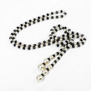 Бусы «Роскошный жемчуг» гирлянда, шар №8, чёрно-белые, L=107 см