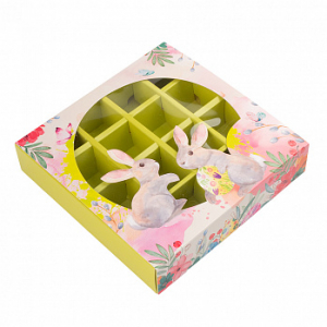 Коробка с обечайкой для 16 конфет с разделителями 