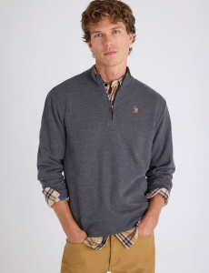 1/4 ZIP MOCK NECK FLATBACK PULLOVER