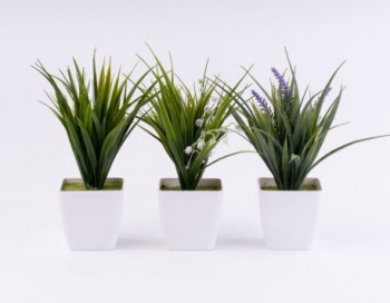 Искусственные цветы, Композиция зелень в кашпо ( в уп-3 шт.) без расцветки