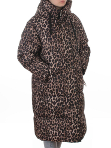 24-801 BROWN/LEOPARD Пальто зимнее женское (200 гр. холлофайбер)