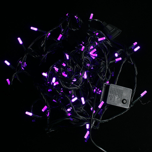 Гирлянда граненый цилиндр 70 LED 8 м зелёный провод сиреневая