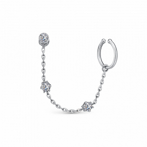 Серьга с фианитом родированные серебро 925*