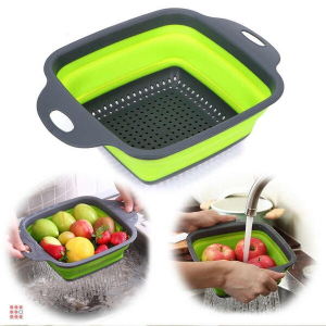 Квадратный складной силиконовый дуршлаг 18х18см