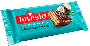 Вафельная конфета Lovesta с кокосовым кремом (коробка 1,5кг)