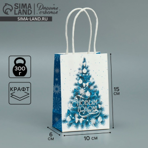 Пакет подарочный новогодний крафтовый «С Новым годом», 15?10?6 см