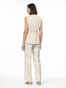 Длинные прямые брюки изо льна и тенселя